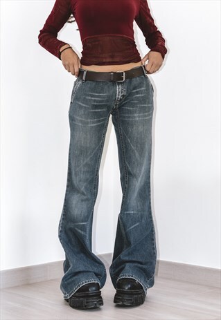 Y2k Deadstock Vintage Super Flared Low Rise Jeans