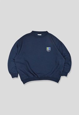 Vintage 90s Reebok Embroidered Logo Sweatshirt in Navy Blue