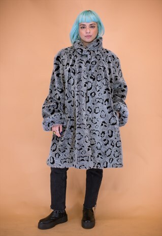 grey leopard print coat