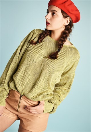 VINTAGE 90'S RETRO SLOUCHY PARIS CHIC KNIT JUMPER