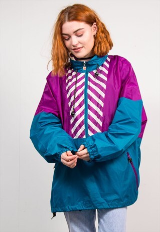 VINTAGE 90'S COLOURBLOCK PULLOVER CAGOULE JACKET