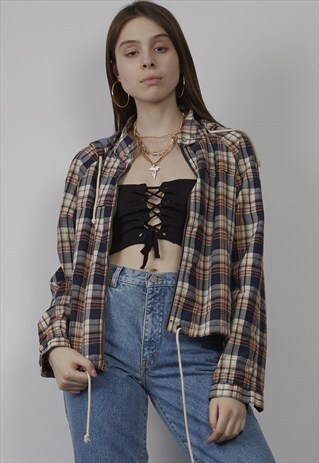 VINTAGE 80'S LEVI STRAUSS TARTAN HOODED JACKET