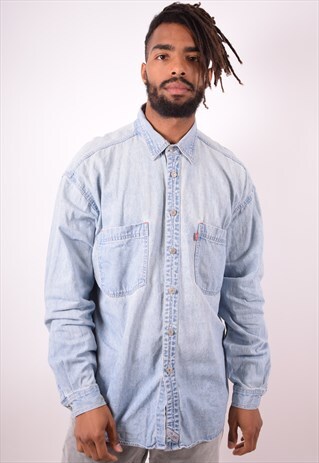 LEVI'S MENS VINTAGE DENIM SHIRT LARGE BLUE 90S