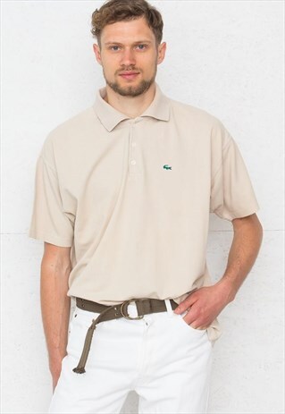 90S VINTAGE BEIGE LACOSTE SHORT SLEEVE POLO SHIRT