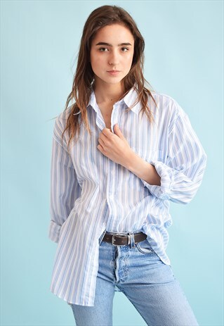 90'S RETRO STRIPED OVERSIZED DADS SHIRT TOP