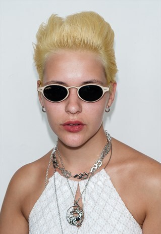 VINTAGE RAVE SMALL OVAL SUNGLASSES / 90S UNISEX