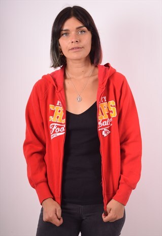 NFL WOMENS VINTAGE KC HOODIE JACKET SMALL RED 90S
