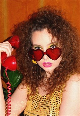 Heart Shaped Sunglasses - Lolita Retro Red