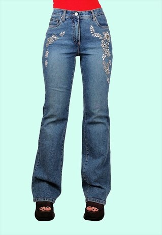 90'S Y2K MADELEINE EMBROIDERY JEANS FLARE LEG