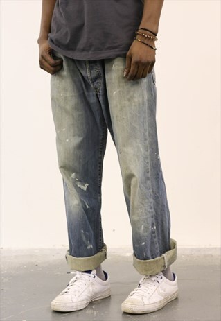 LEVI'S VINTAGE BLUE DENIM PAINT 501 JEANS