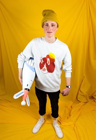 CUTE GREY BUNNY FACE SWEATSHIRT