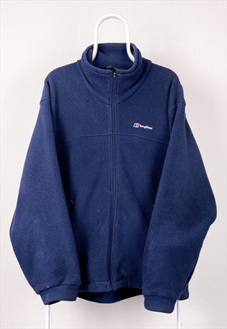 VINTAGE BERGHAUS FLEECE POLARTEC JACKET BLUE LARGE