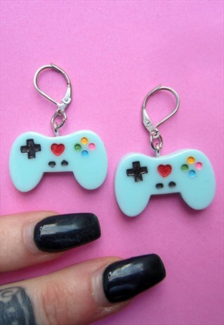 BLUE GAME CONSOLE CONTROLLER KITSCH EARRINGS