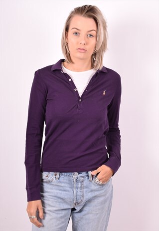 RALPH LAUREN WOMENS VINTAGE POLO SHIRT LONG SLEEVE MEDIUM