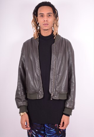 MENS VINTAGE LEATHER JACKET XL BROWN 90'S