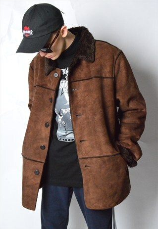BROWN FAUX LEATHER WARM WINTER COAT