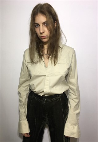 VINTAGE 80' AMAZING UNISEX DIESEL BEIGE CASUAL SHIRT