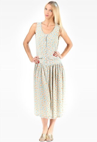 GRUNGE FLORAL DRESS VINTAGE MIDI