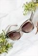 GREY ROUNDED TOP CAT EYE DISH SUNGLASSES