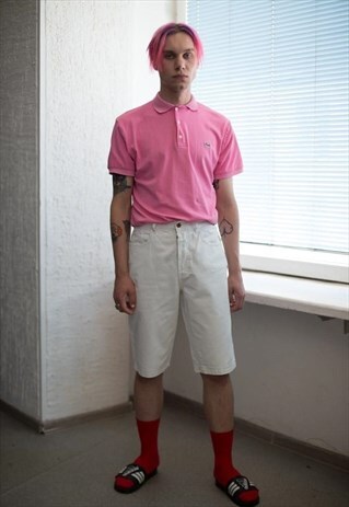 VINTAGE 90'S WHITE COTTON METAL BUTTONS UP SHORTS