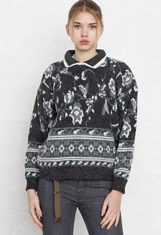 VINTAGE GREY KNIT JUMPER SWEATER