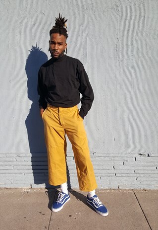 DICKIES 90S SKATER CROPPED MUSTARD YELLOW STRAIGHT CHINOS 32