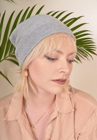 VINTAGE BEANIE FLEECE HAT GREY XS