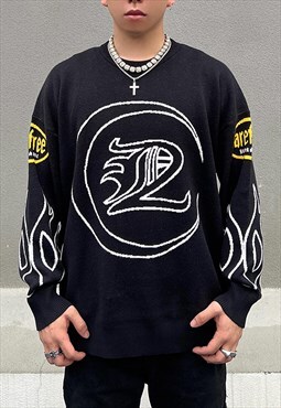 Black knitted jumper knitwear Unisex