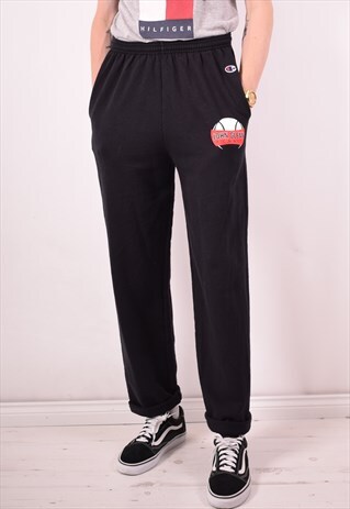 CHAMPION MENS VINTAGE TRACKSUIT TROUSERS MEDIUM BLACK 90S