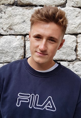 VINTAGE FILA SPELLOUT NAVY BLUE SWEATSHIRT JUMPER