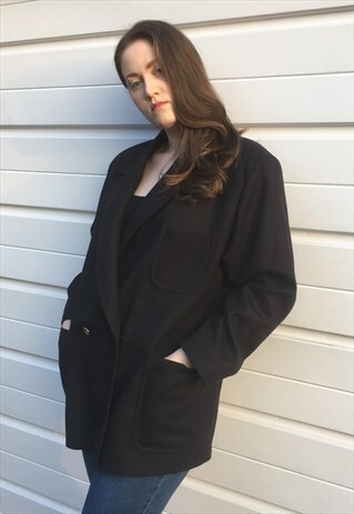 WOMENS VINTAGE BURBERRY JACKET DARK BLUE BURBERRYS BLAZER