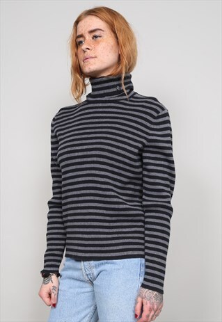 VINTAGE 90'S RALPH LAUREN STRIPED ROLL NECK JUMPER