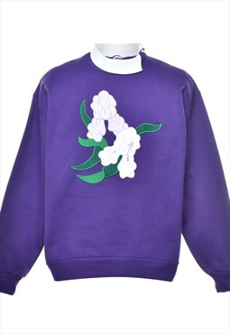 Vintage Floral Embroidered Sweatshirt - L