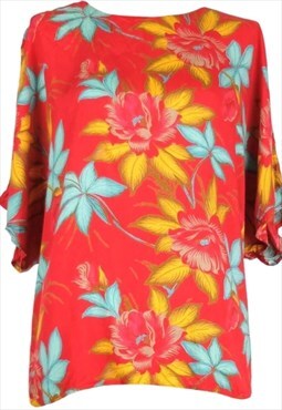 Vintage 60s Blouse Mod Hawaiian Half Sleeve Pullover