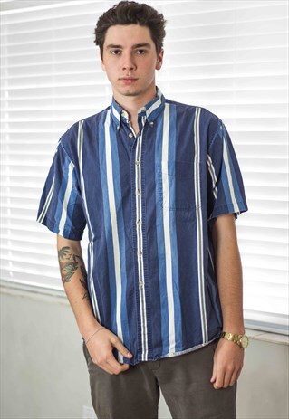 VINTAGE REGATTA STRIPED SHIRT LOGO 90S M 8.3