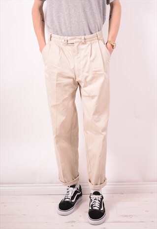 ELLESSE MENS VINTAGE TROUSERS W32 L28 BEIGE 90S