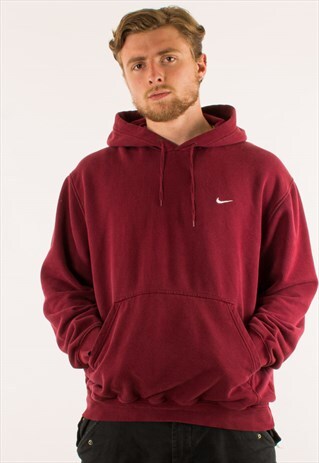VINTAGE 90S BURGUNDY NIKE HOODIE PULLOVER