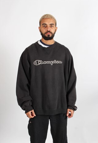 VINTAGE CHAMPION SPELL OUT SWEATSHIRT BLACK