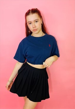 Vintage 90s Polo Ralph Lauren Navy Cropped T-Shirt