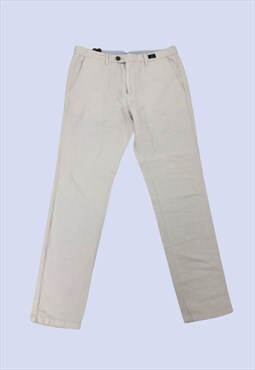 Light Grey Cotton Straight Leg Casual Smart Chino Trousers