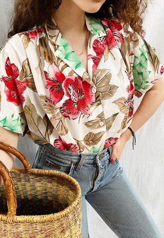 VINTAGE 80S TIGERLILY BOTAICA HAUTE BOHEME BLOUSE TOP BOHO