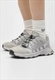 RETRO SNEAKERS EDGY METALLIC TRAINERS RAVER SHOES IN GREY