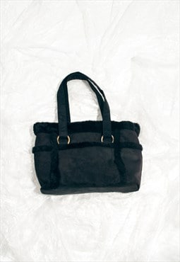 Vintage Y2K Faux Fur Handbag in Black