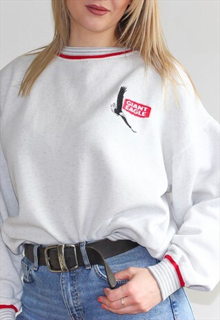 VINTAGE 90'S GIANT EAGLE GREY & RED SLOUCHY SWEATSHIRT
