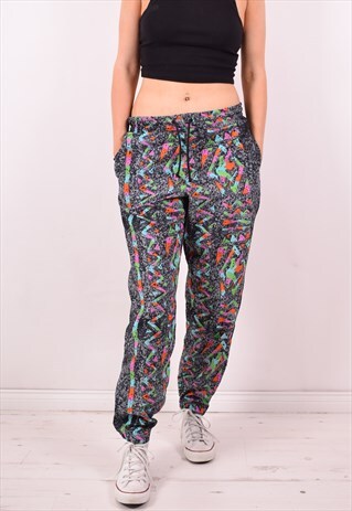 WOMENS VINTAGE TRACKSUIT TROUSERS W30 L29 MULTI 90S