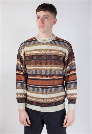 VINTAGE 90S PATTERNED KNIT JUMPER