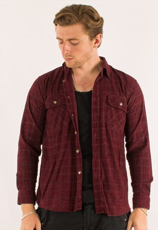 VINTAGE RED CHECKERED CORDUROY SHIRT