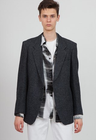 VINTAGE GREY BLAZER WOOL JACKET