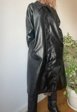 Vintage Eco Leather Midi Jacket