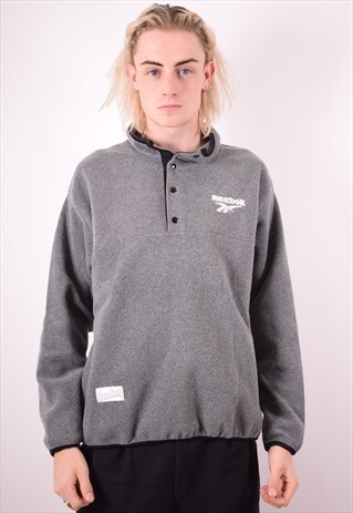 REEBOK MENS VINTAGE FLEECE JUMPER MEDIUM GREY 90S